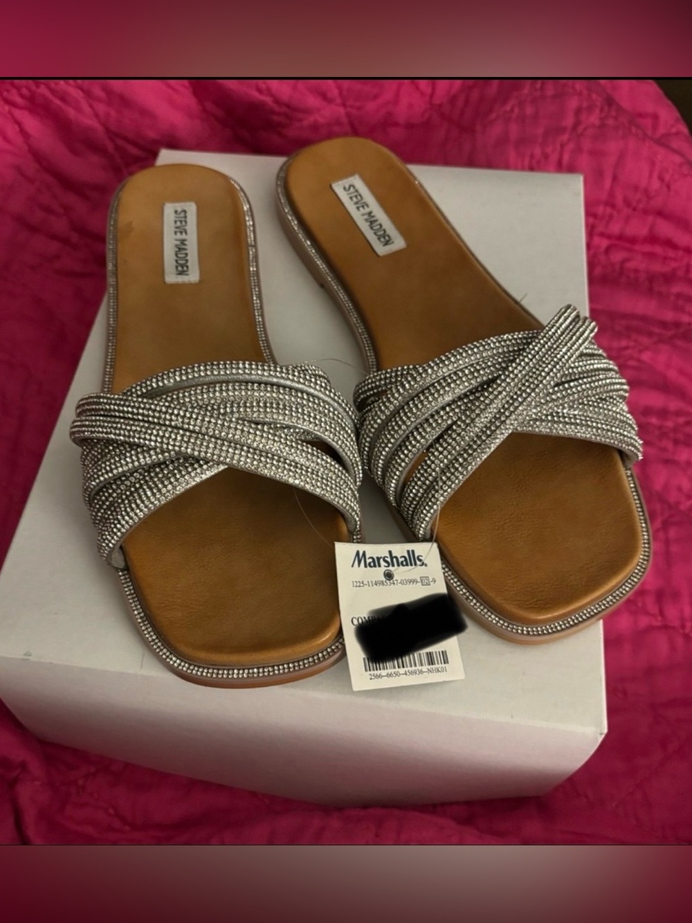 NWT STEVE MADDEN Vanilly Crystal
Diamond Rhinestone Slide Sandals - Picture 5 of 5